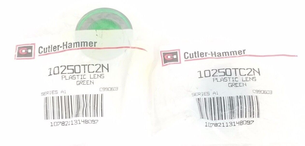 LOT OF 2 NEW CUTLER-HAMMER 10250TC2N LENSES PLASTIC GREEN SERIES A1