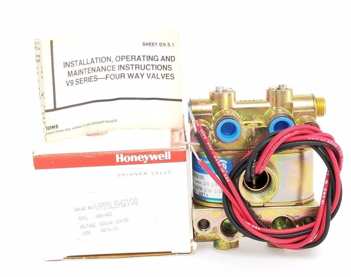 NIB HONEYWELL SKINNER VALVE V955LEH2100 COIL: AB6-A0Z, 120/60 110/50
