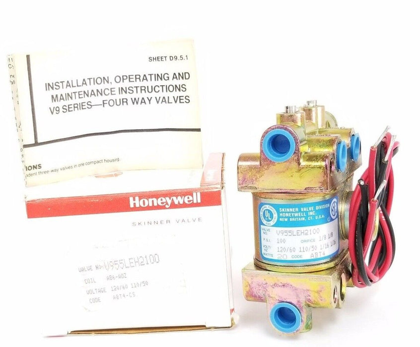 NIB HONEYWELL SKINNER VALVE V955LEH2100 COIL: AB6-A0Z, 120/60 110/50