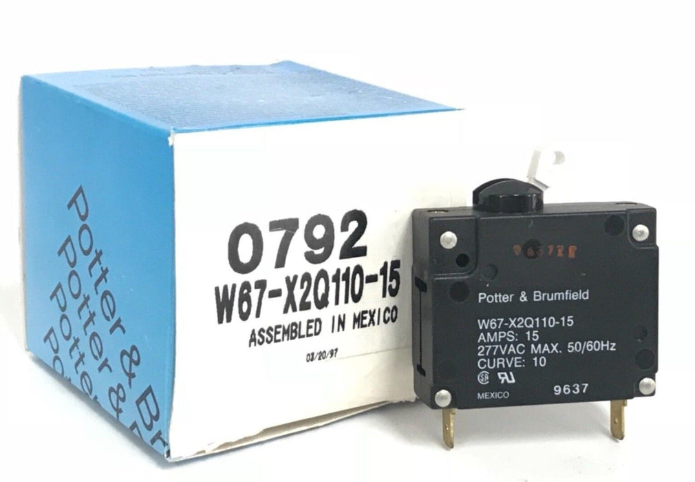 NIB POTTER & BRUMFIELD W67-X2Q110-15 CIRCUIT BREAKER 15A, 1P, 277VAC 50/60HZ
