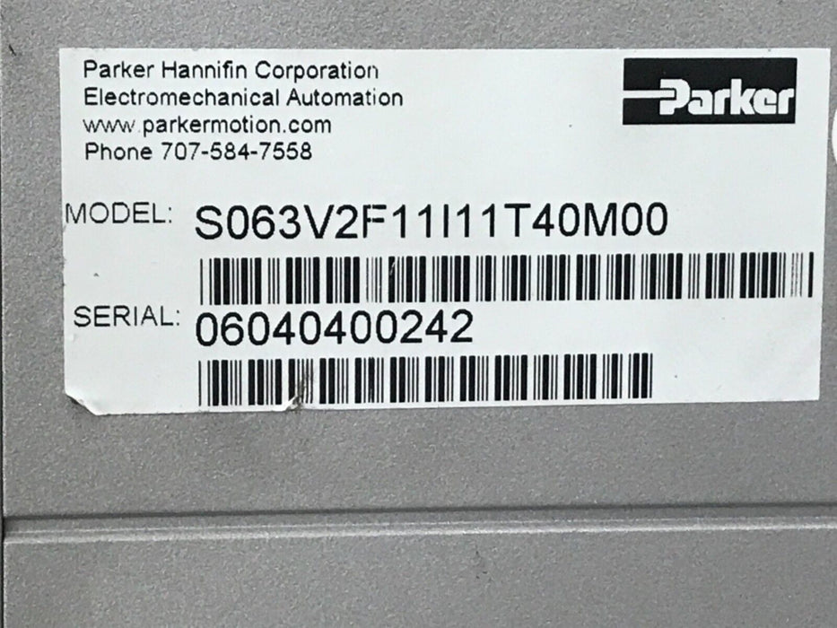 PARKER S063V2F11I11T40M00 COMPAX3 SINGLE AXIS SERVO DRIVE, C3S063V2, S063V2