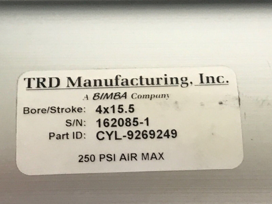 TRD MANUFACTURING CYL-9269249 PNEUMATIC CYLINDER BORE/STROKE: 4" X 15.5"