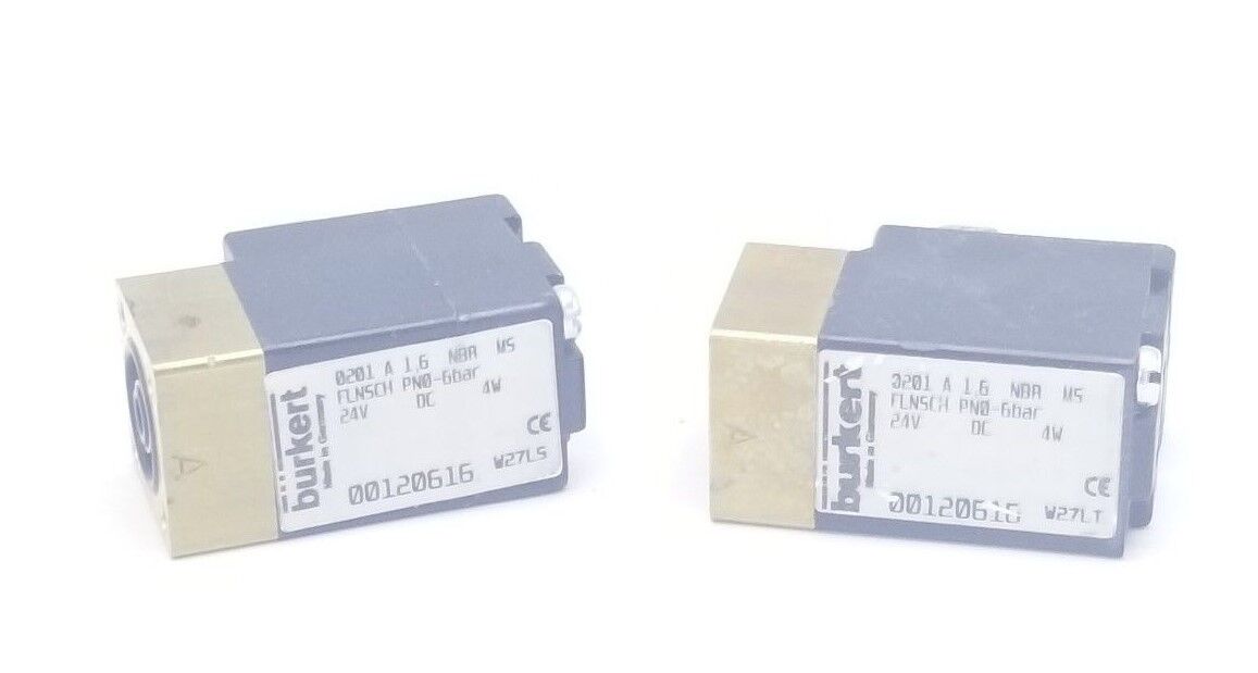 LOT OF 2 BURKERT 00120616 SOLENOID VALVES 24VDC, 4W