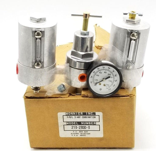 NEW MONNIER 213-2300-3 FILTER/REGULATOR/LUBRICATOR F/R/L 3-WAY COMBINATION
