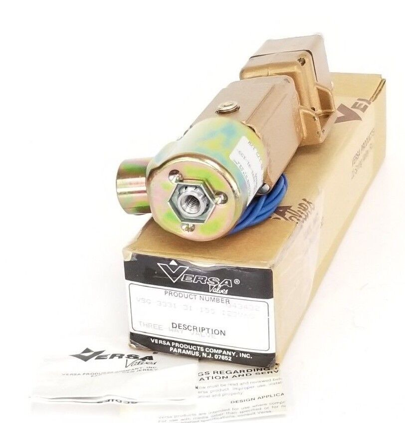 NIB VERSA VALVES VSG-3331-31-155-120V60 THREE-WAY VALVE 043432