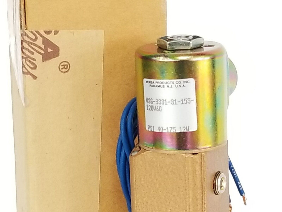 NIB VERSA VALVES VSG-3331-31-155-120V60 THREE-WAY VALVE 043432