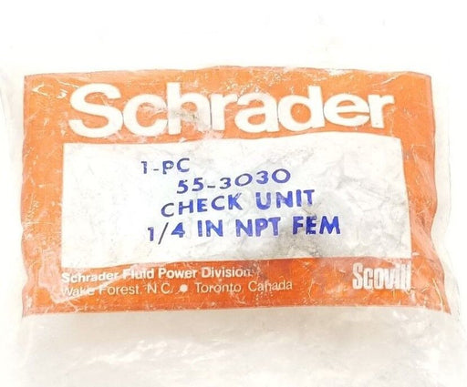 NEW SCHRADER 55-3030 CHECK UNIT 1/4" NPT, FEMALE, 553O3O, 55303