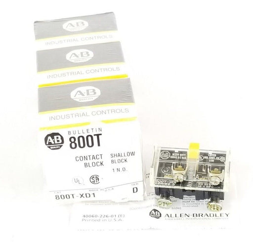 LOT OF 3 NIB ALLEN BRADLEY 800T-XD1 CONTACT BLOCKS 800TXD1, SER. D