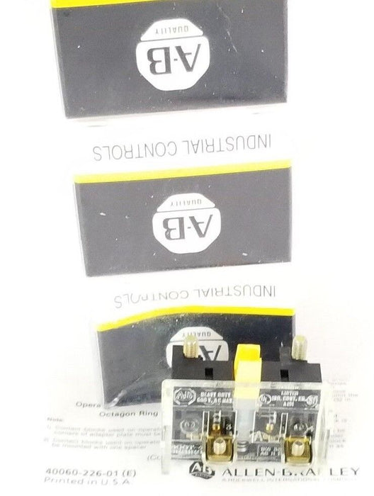 LOT OF 3 NIB ALLEN BRADLEY 800T-XD1 CONTACT BLOCKS 800TXD1, SER. D