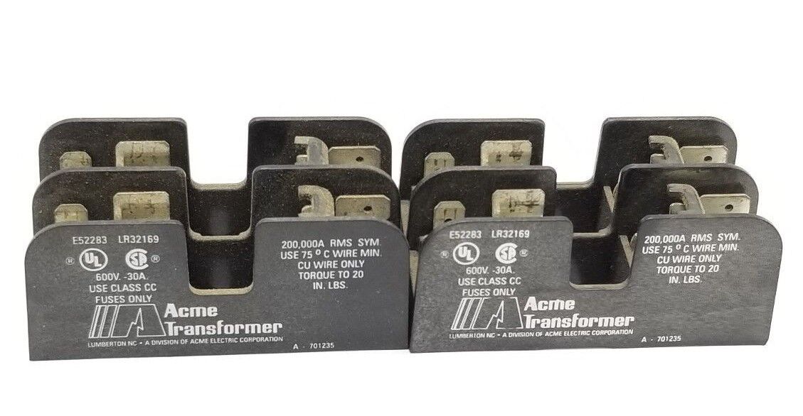LOT OF 2 ACME TRANSFORMER A-701235 FUSE HOLDERS, 600V, 3A, 2P, A701235