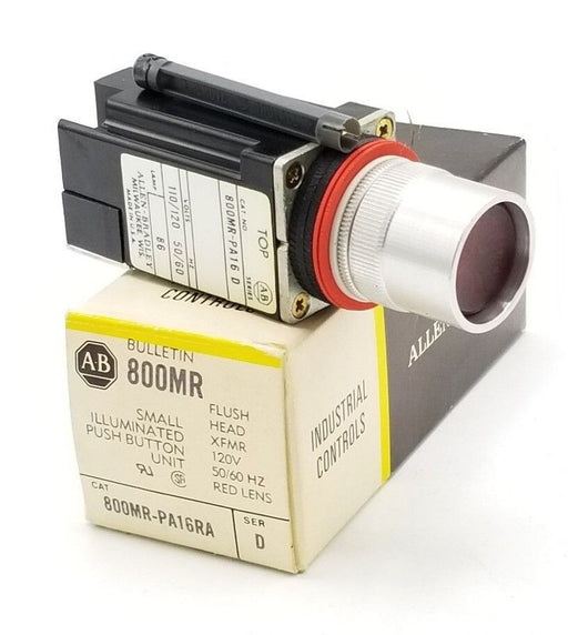 NIB ALLEN BRADLEY 800MR-PA16RA PUSH BUTTON UNIT RED LENS, SER. D