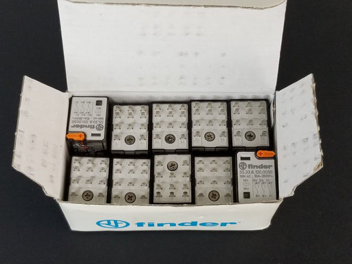 BOX OF 10 NEW FINDER 55.33.8.120.0050 RELAYS, 120VAC, 10A-250V, 553381200050