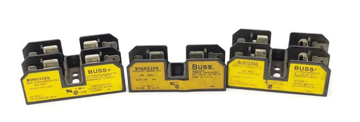 LOT OF 3 ASSORTED BUSS FUSEHOLDERS BM6032SQ, BM6031PQ, BC6032SQ