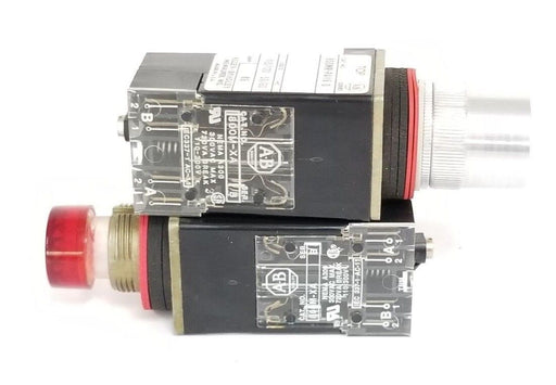LOT OF 2 ALLEN BRADLEY 800MR-PA16RA PUSH BUTTON UNITS RED LENSES, SER. D