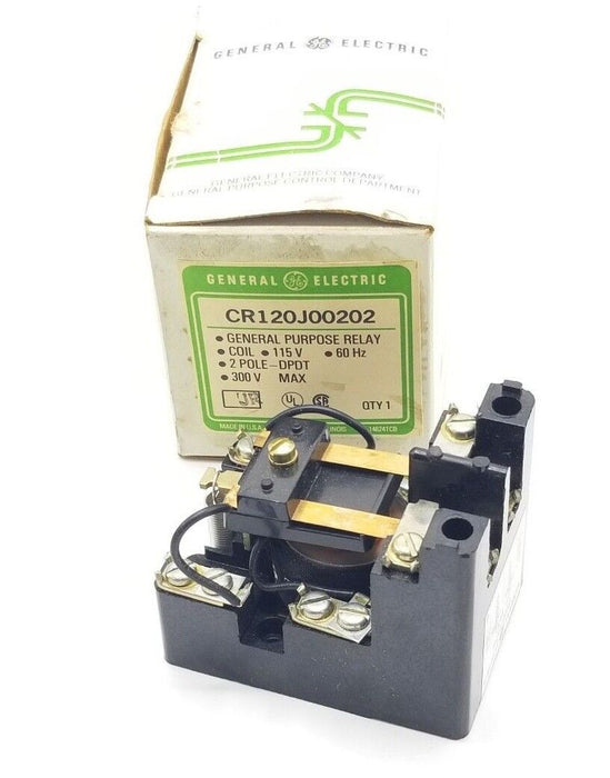 NIB GENERAL ELECTRIC CR120J00202 GENERAL PURPOSE RELAY 115V/60HZ COIL, 2P, 300V