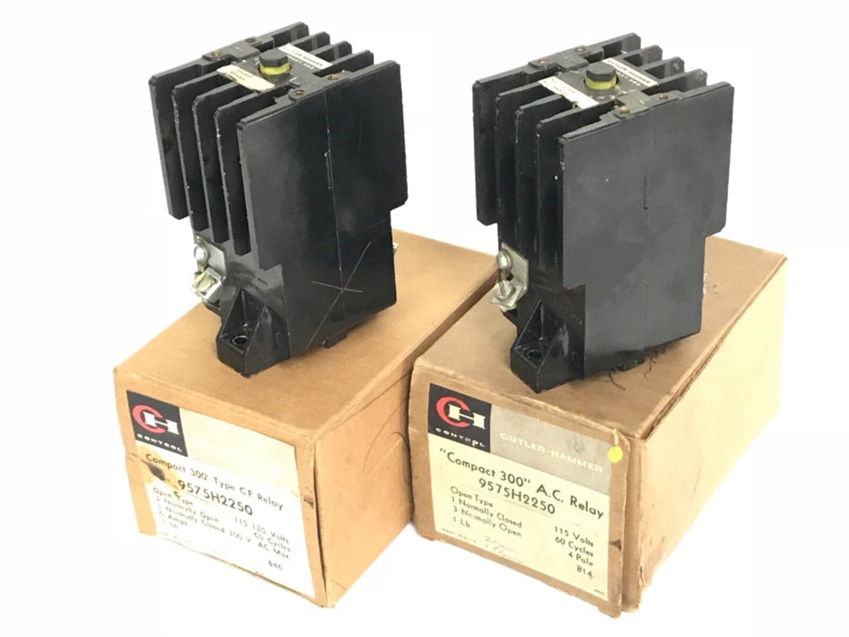 LOT OF 2 CUTLER-HAMMER 9575H2250 COMPACT 300 TYPE CF RELAYS 300VAC, 6A, 910