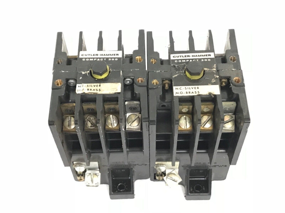 LOT OF 2 CUTLER-HAMMER 9575H2250 COMPACT 300 TYPE CF RELAYS 300VAC, 6A, 910