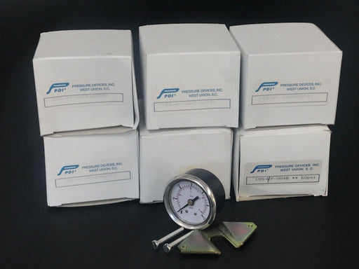LOT OF 6 NEW PDI PRESSURE DEVICES INC 0-60 PSI PRESSURE GAUGES CDS-4P-004B*60PSI