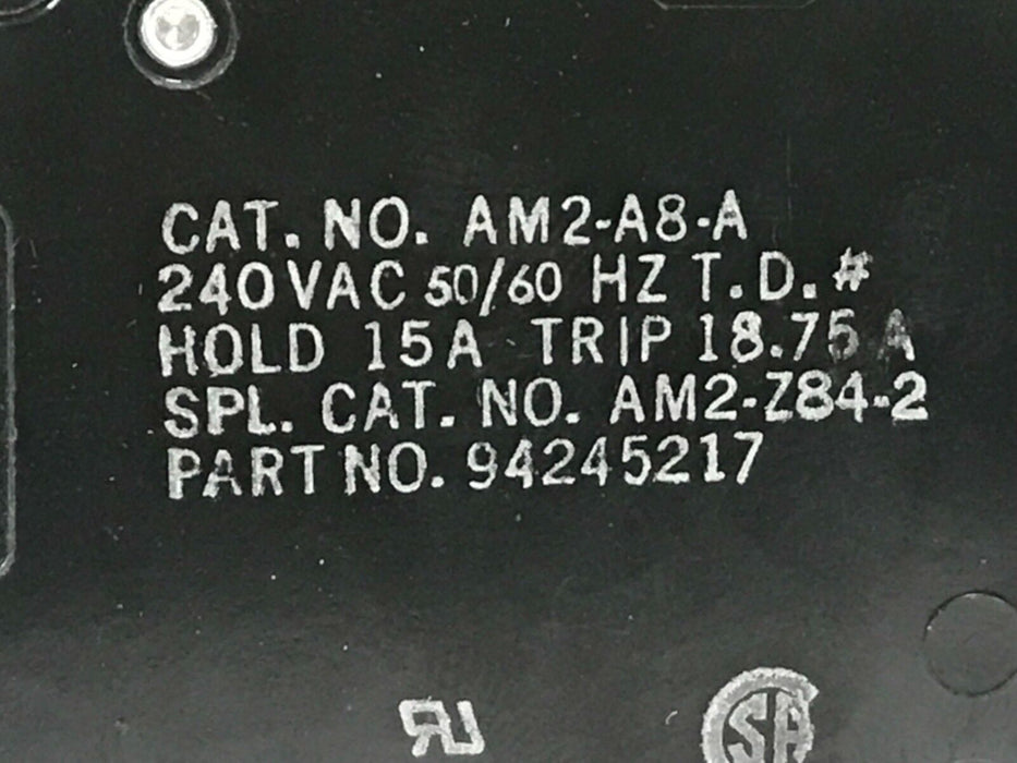 HEINEMANN AM2-A8-A CIRCUIT BREAKER 240VAC, 50/60HZ, AM2-Z84-2, 94245217, AM2A8A