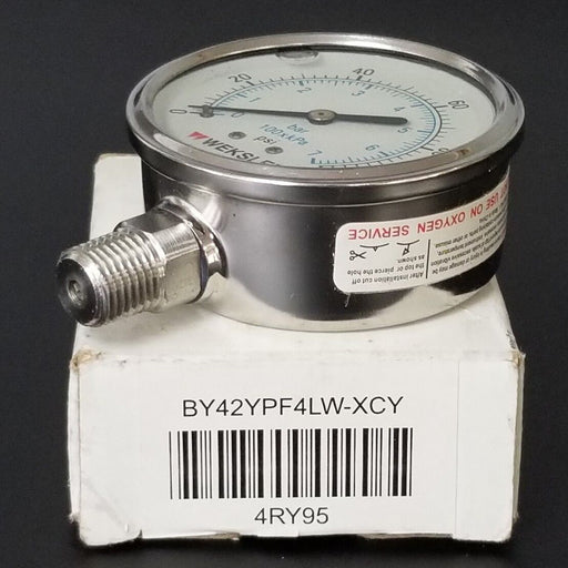 NIB WEKSLER BY42YPF4LW-XCY PRESSURE GAUGE 4RY95, 0-100PSI, 0-7BAR