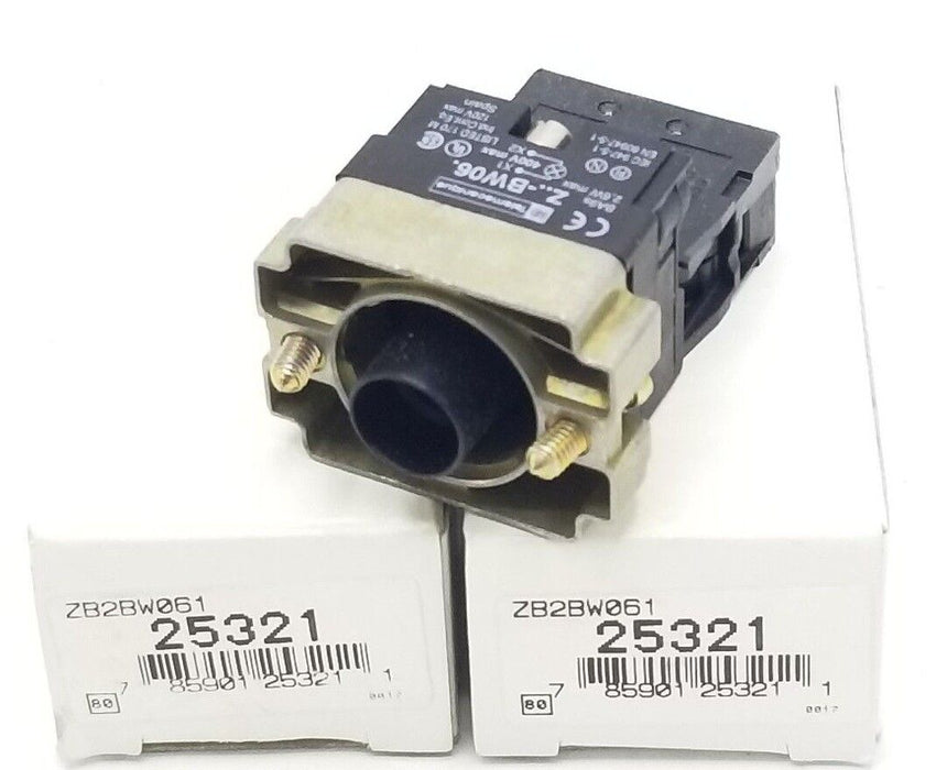 LOT OF 2 NIB TELEMECANIQUE ZB2-BW061 LIGHT MODULE ASSEMBLIES 22MM, 24V, ZB2BW061