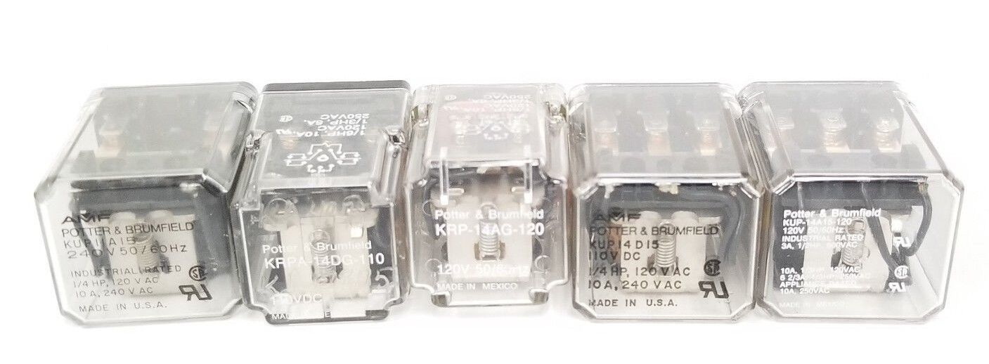 LOT OF 5 P&B RELAYS KUP14A15120, KUP14D15, KUP11A15, KRPA14DG110, KRP14AG120
