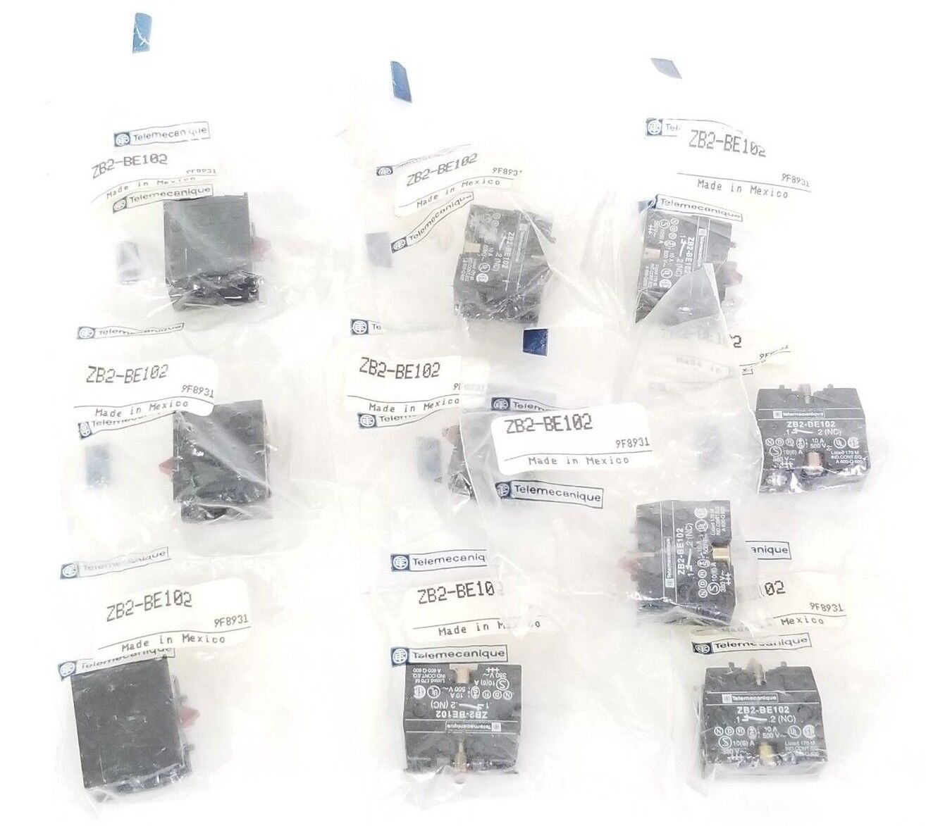 LOT OF 10 NEW TELEMECANIQUE ZB2BE102 CONTACT BLOCKS 10AMPS, 600V