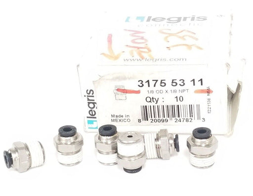 LOT OF 6 NIB LEGRIS 3175-53-11 MALE CONNECTORS 1/8 OD X 1/8 NPT, 31755311