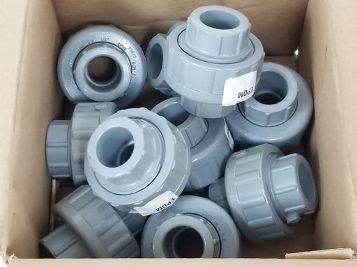 BOX OF 10 NEW CHARLOTTE CORZAN CPVC SCH 80 1/2" UNIONS W/ EPDM O-RINGS 8710C SXS