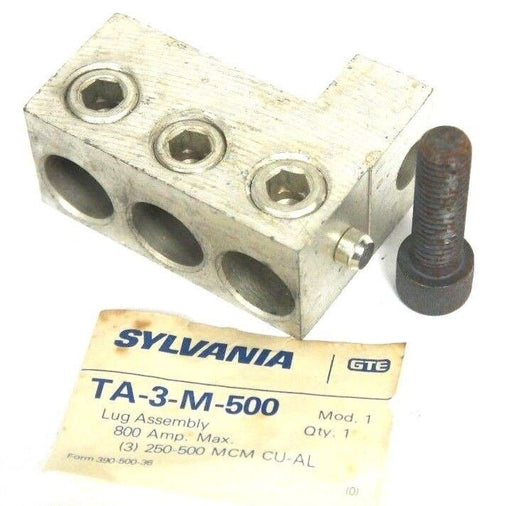 LOT OF 3 NEW SYLVANIA TA-3-M-500 LUG ASSEMBLIES 800 AMP MAX TA3M500