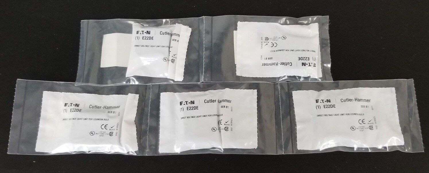 LOT OF 5 NEW EATON CUTLER-HAMMER E22DE DIRECT VOLTGE UNIT FOR LED/NEON BULB