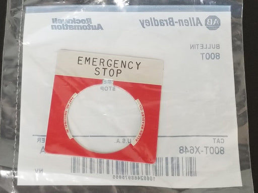 LOT OF 3 NEW ALLEN BRADLEY 800T-X648 SER. A EMERGENCY STOP LEGEND PLATE 800TX648