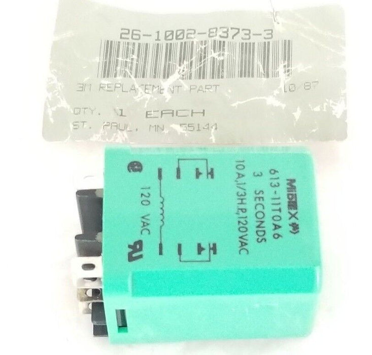 NEW MIDTEX 613-11TOA6 RELAY 3SEC, 10A, 1/3HP, 120VAC, 26-1002-8373-3, 61311T0A6