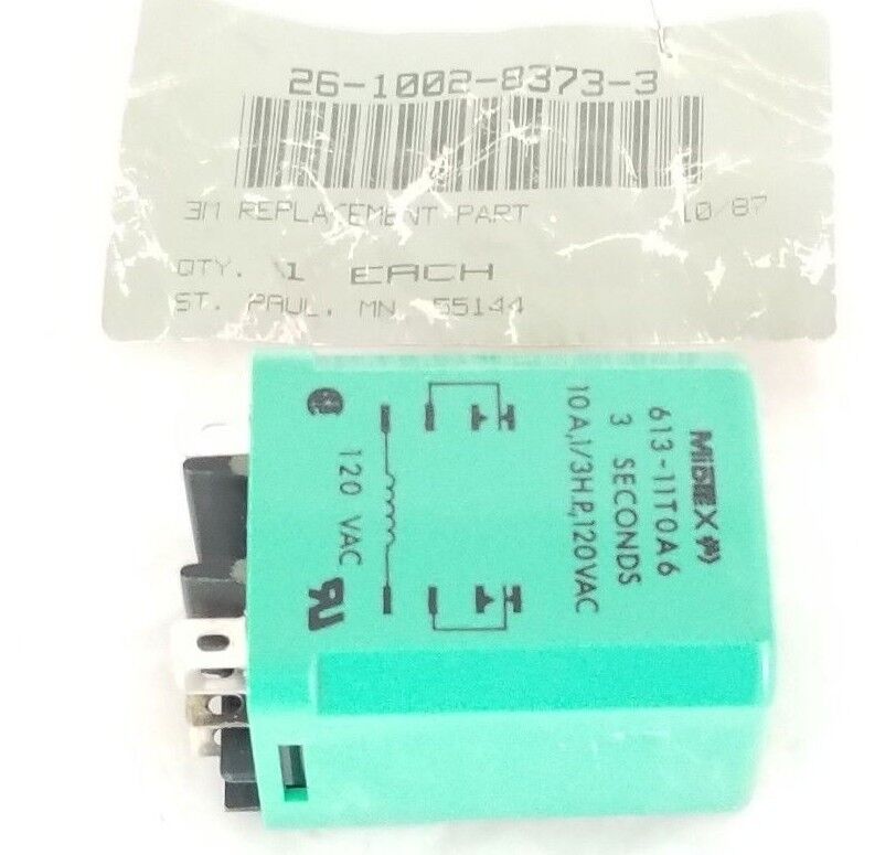 NEW MIDTEX 613-11TOA6 RELAY 3SEC, 10A, 1/3HP, 120VAC, 26-1002-8373-3, 61311T0A6