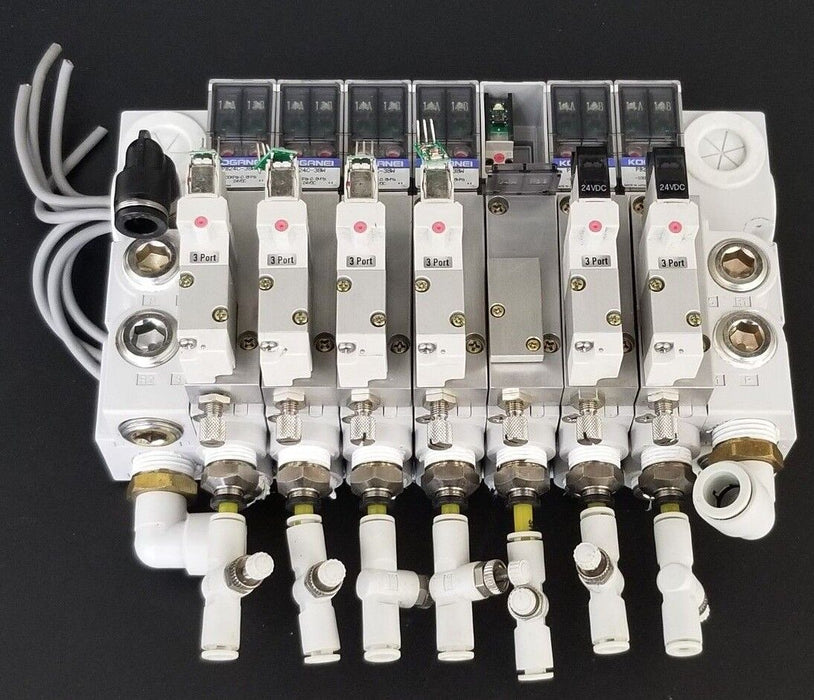 KOGANEI PBM7P-3W SOLENOID VALVE BLOCK, GA110E1-PSL-1L-7W, PB24C-38W, PB24C-39W