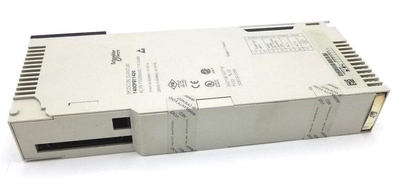 SCHNEIDER MODICON QUANTUM 140-CPS-114-20 PV:03 RL:02 AC POWER SUPPLY 140CPS11420