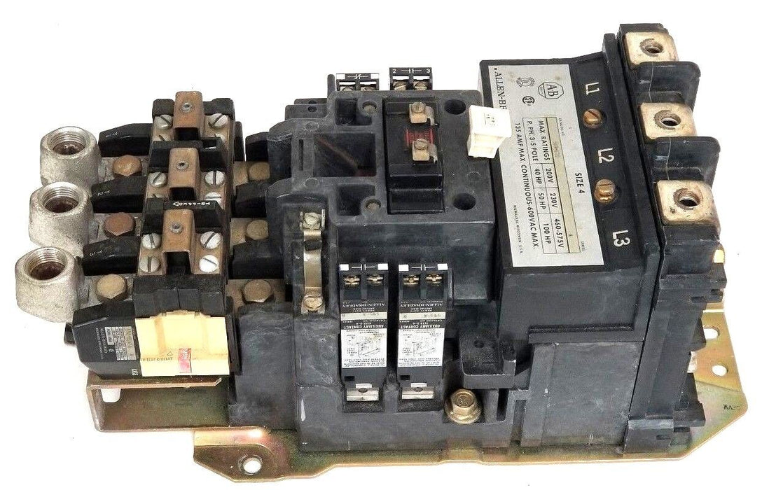 ALLEN BRADLEY 509-EOD SER. A SIZE 4 STARTER  W/ 592-EOW16 RELAY & 595-A CONTACTS