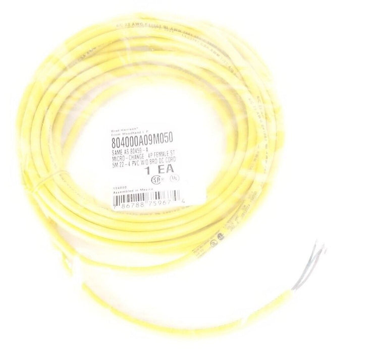 NEW BRAD HARRISON 804000A09M050 MICRO-CHANGE CORDSET 5M, FEMALE, 80459-A, 194090