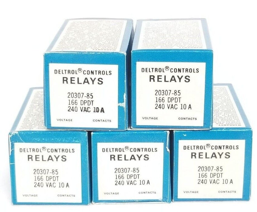 LOT OF 5 NIB DELTROL CONTROLS 20307-85 RELAYS, 2030785, 166 DPDT, 240 VAC, 10A