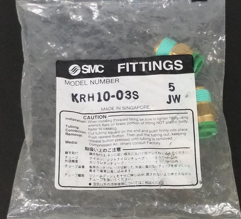 BAG OF 5 NEW SMC KRH10-03S FITTINGS KRH1003S