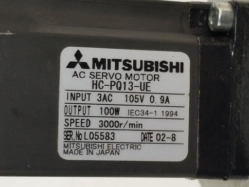 MITSUBISHI HC-PQ13-UE AC SERVO MOTOR HCPQ13UE, W/ S.T.M. RMI 28 FL SIN GEARBOX