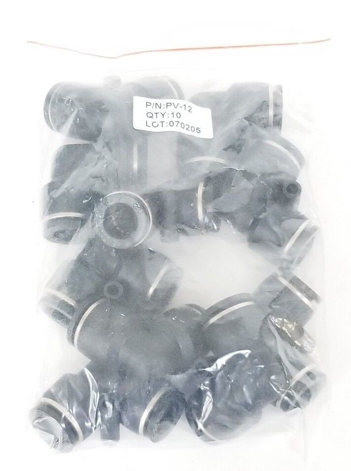 LOT OF 10 NEW PISCO PNEUMATICS PV-12 FITINGS, 12MM, ELBOW, PV12