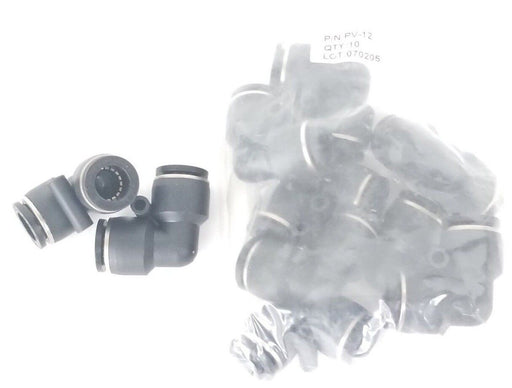 LOT OF 10 NEW PISCO PNEUMATICS PV-12 FITINGS, 12MM, ELBOW, PV12