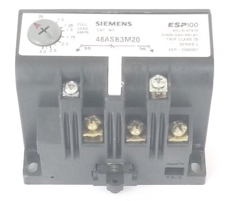 SIEMENS 48ASB3M20 SOLID STATE OVERLOAD RELAY ESP100, XEP2292007, 0.75