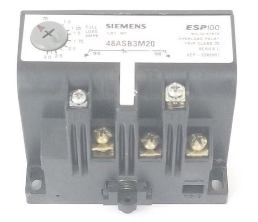 SIEMENS 48ASB3M20 SOLID STATE OVERLOAD RELAY ESP100, XEP-2292007, 0.75-3.0A