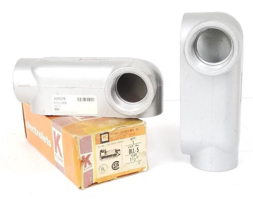 LOT OF 2 NEW HUBBELL KILLARK OLL-5 CONDUIT BODIES 1-1/2'' TYPE: LL