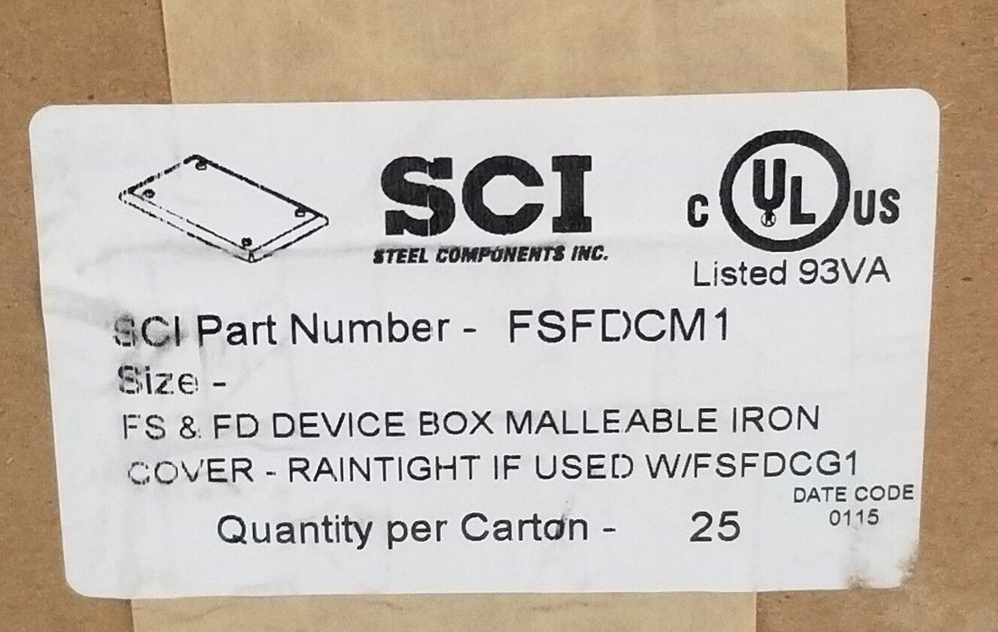 FACTORY SEALED SCI FSFDCM1 FS & FD DEVICE BOX MALLEABLE IRON COVER (QTY: 25)