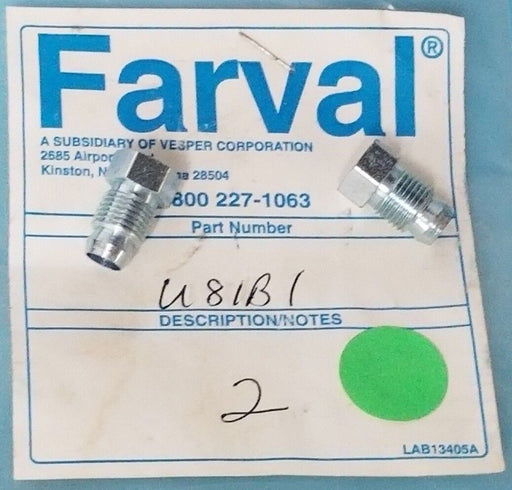 LOT OF 2 NEW FARVAL U81B1 TUBES FITTINGS