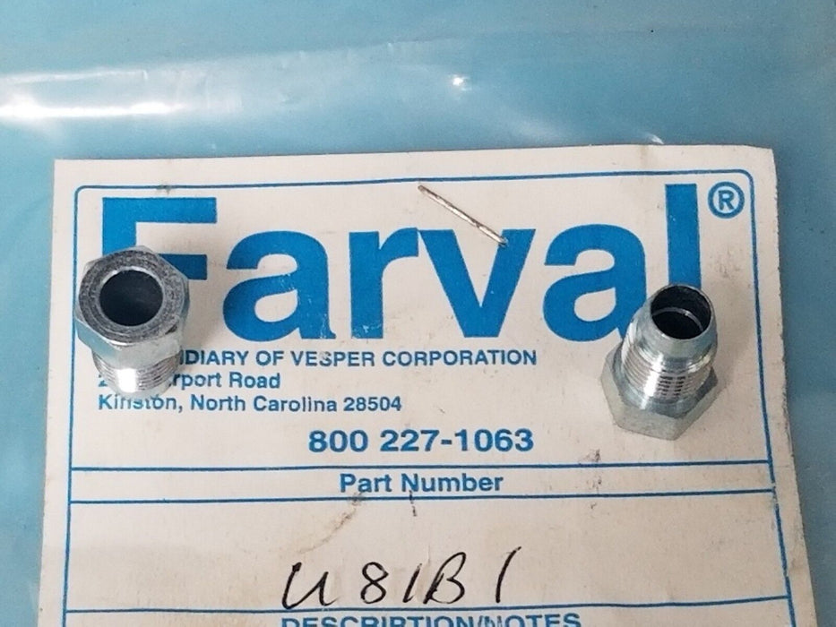 LOT OF 2 NEW FARVAL U81B1 TUBES FITTINGS