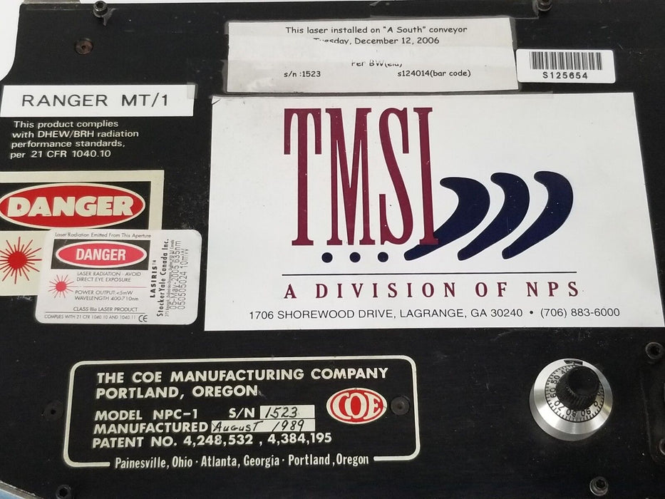 NPS TMSI COE MANUFACTURING NPC-1 RANGER MT/1 LASER UNIT